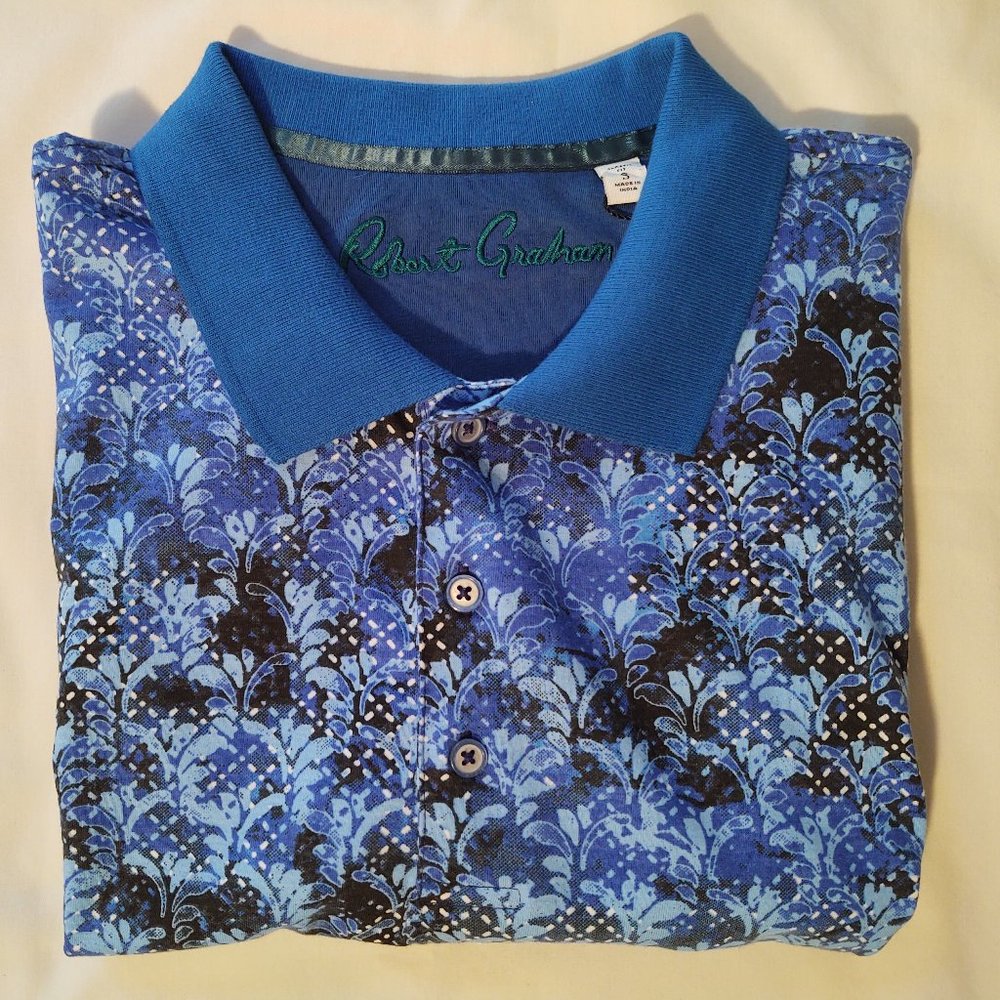 ROBERT GRAHAM CLASSIC FIT WARDEN MEN'S SHORT SLEEVE POLO SHIRT - SIZE SMALL